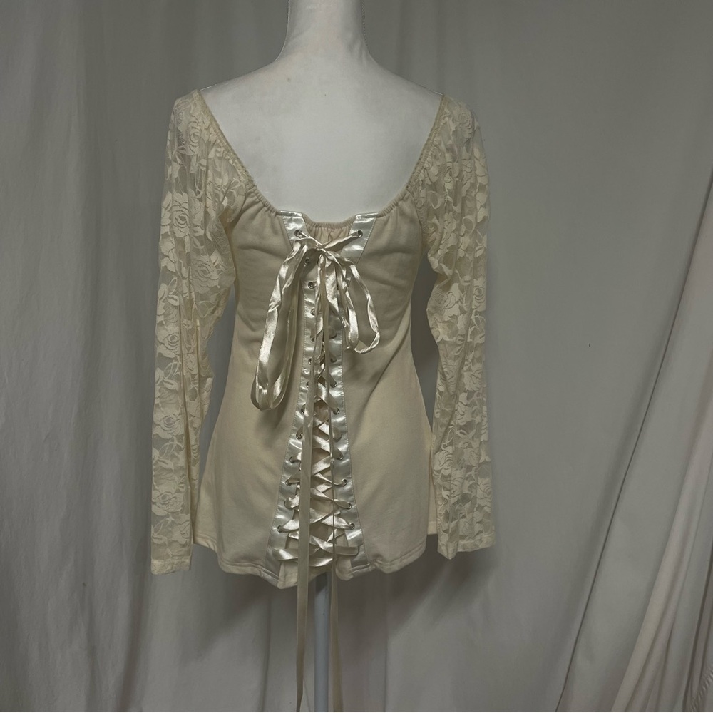 Burleska Briar Cream Lace Long Sleeved Corset Top 1X